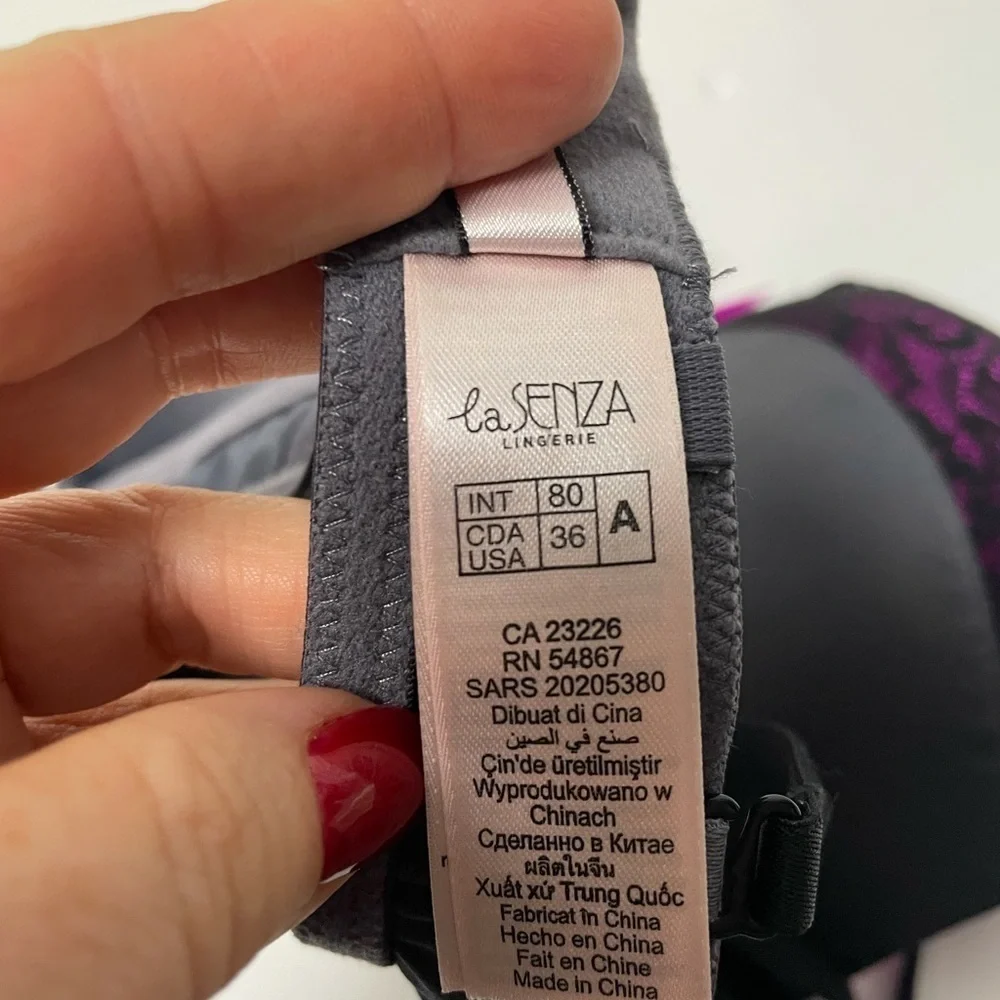 La Senza Lacey Grey, Black and Oink Push Up Bra size A36 - Picture 7 of 10